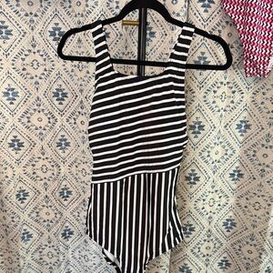 Black and White Striped women One Piece size medium.